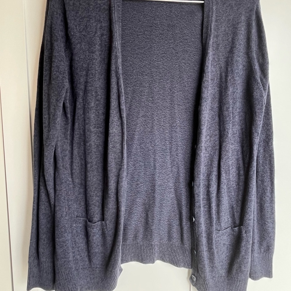 Dark Gray blue Cardigan Sweater